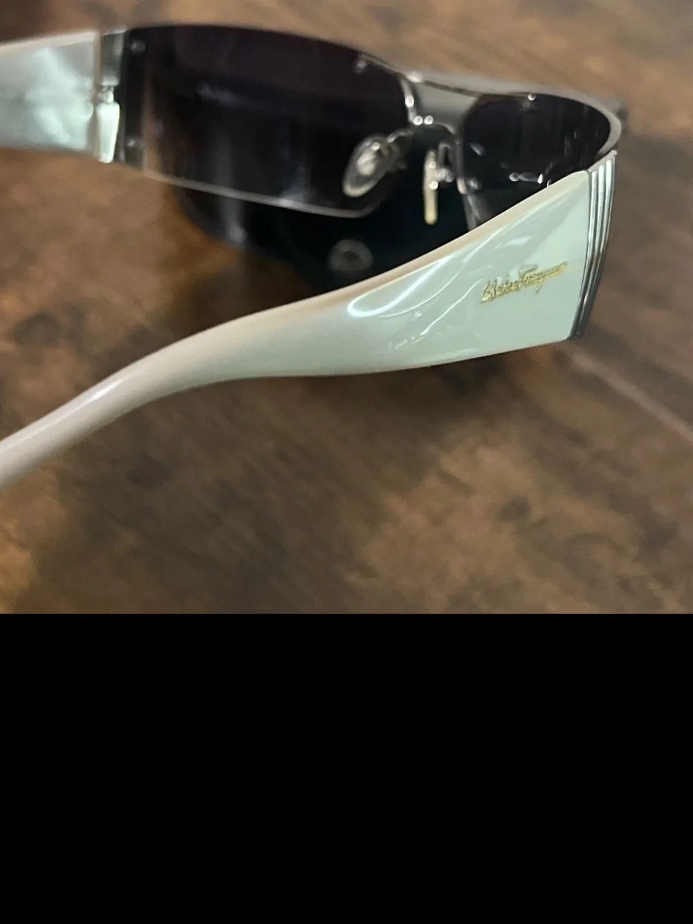 Salvatore Ferragamo Silver Frame Sunglasses with Black Gradient Lenses